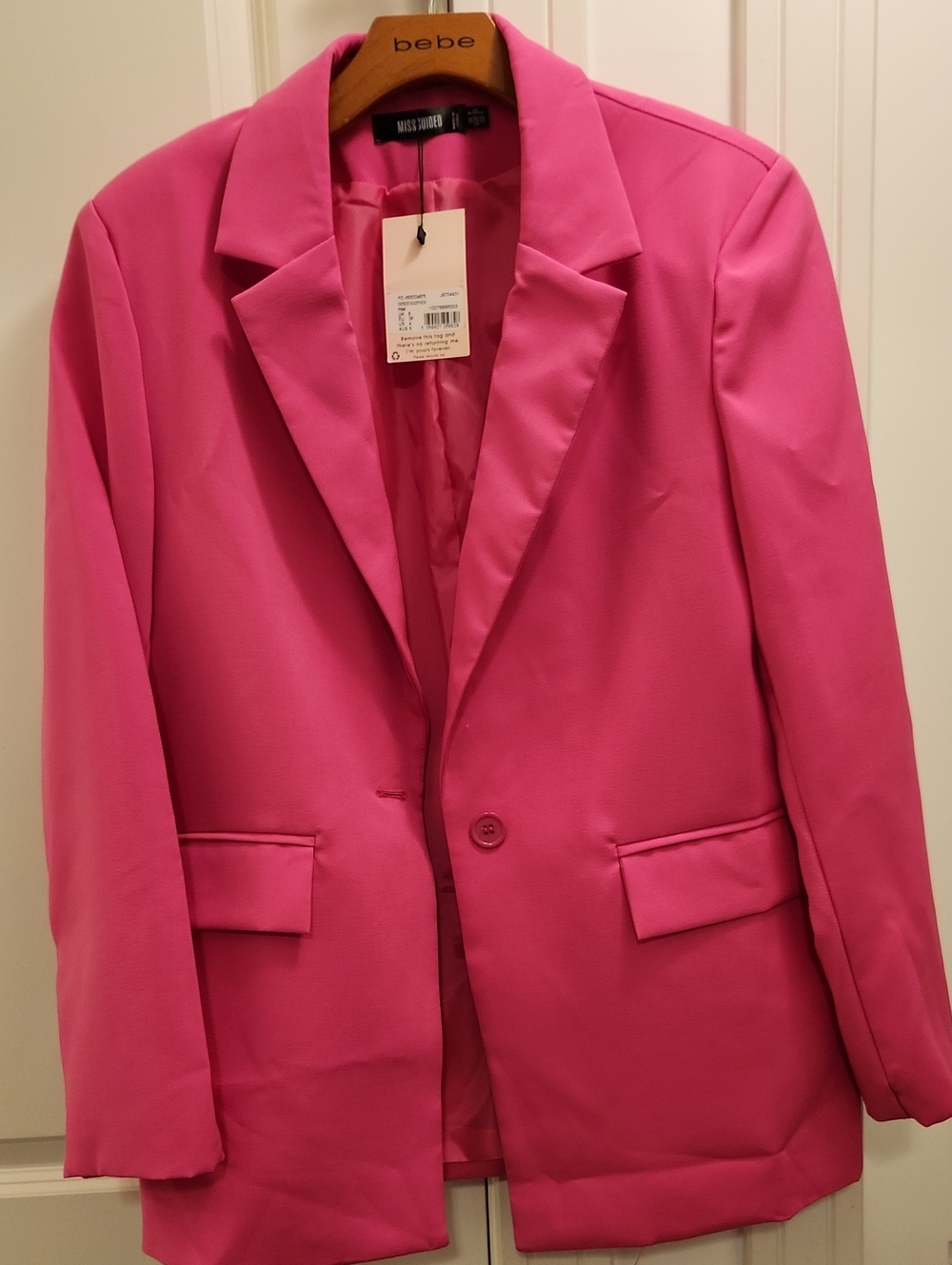 NWT Misguided Hot Pink Single-Button Blazer